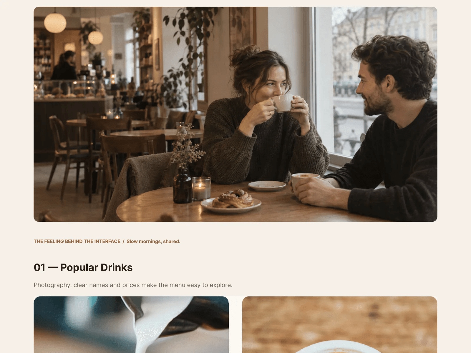 Photography direction with the Popular drinks section