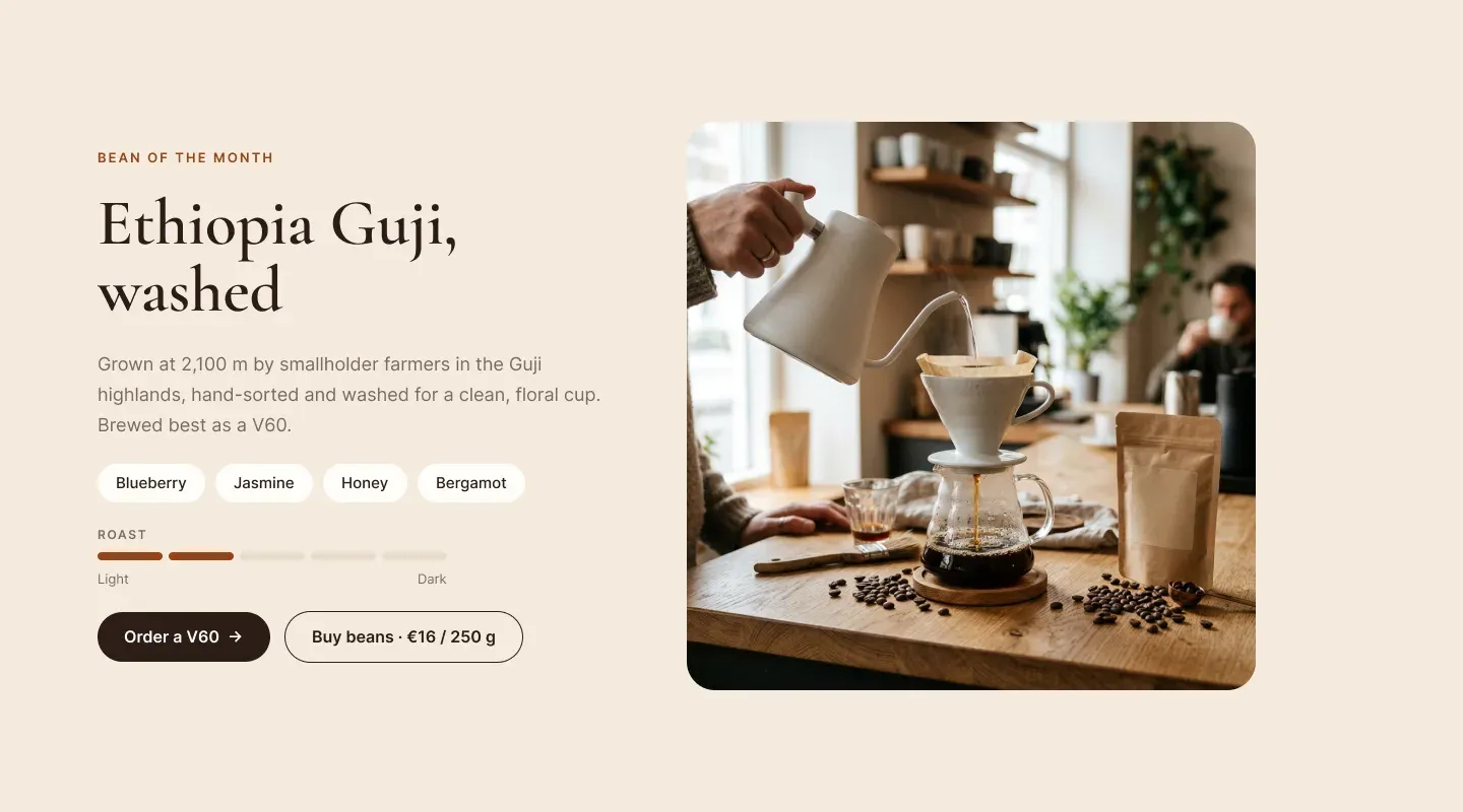 Bean of the month: Ethiopia Guji and pour-over coffee
