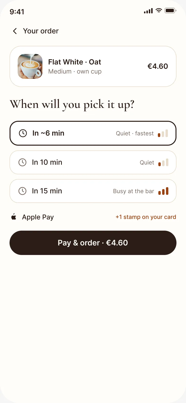 Order ahead, step 3: choose a pickup time and pay